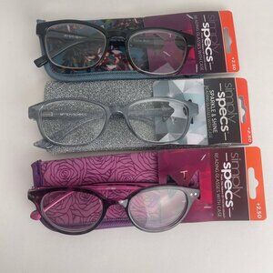 RG0316  Lot of 3 Simply Specs Sparkle Shine Readers Women Reading Glasses  +2.50